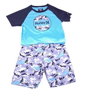 Hurley Boys 6 Blue Camouflage Active Shorts Set UPF 50+ 4056